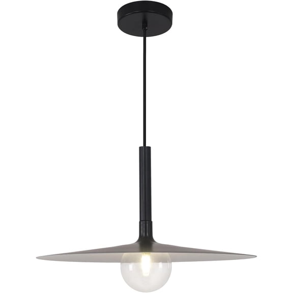 KCO Lighting Matte Black Dome Pendant Light, Industrial Barn Pendant Light, Farmhouse Kitchen Hanging Light Fixture