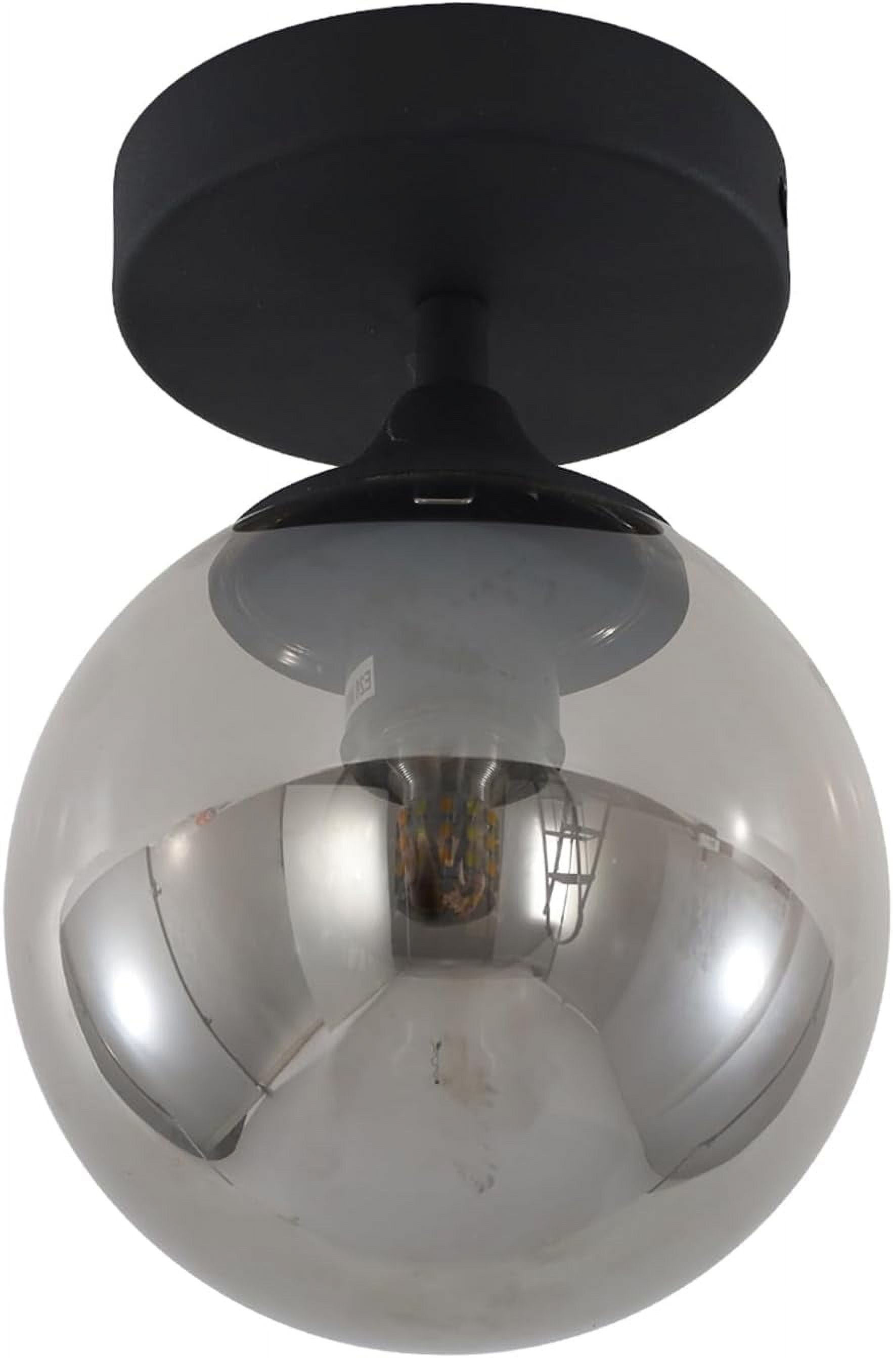 KCO Lighting Mid Century Modern Black Ceiling Light, Smoke Grey Glass Ceiling Light, Industrial Hallway Close to Ceiling Lights
