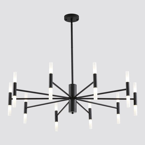 KCO Lighting Mid Century Modern Black Sputnik Ceiling Light - Large Traditional Farmhouse & Contemporary Chandelier for Dining Room, Living Room