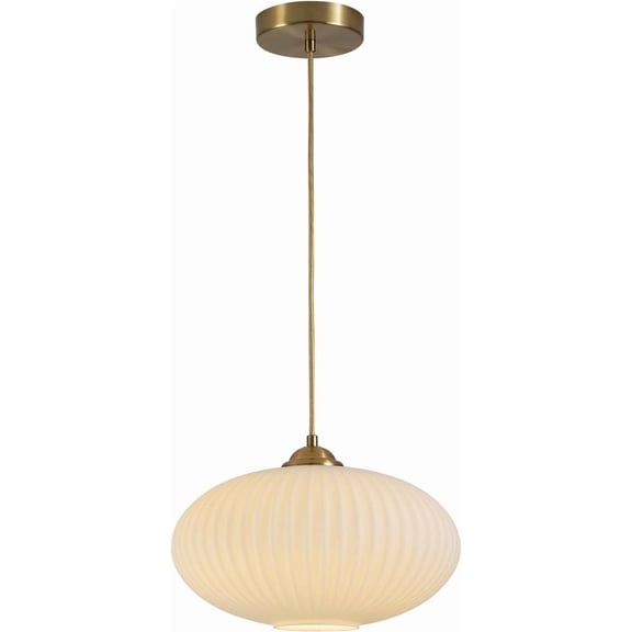 KCO Lighting Modern Gold Globe Pendant Lighting Mid Century White Opal Glass Hanging Lamp