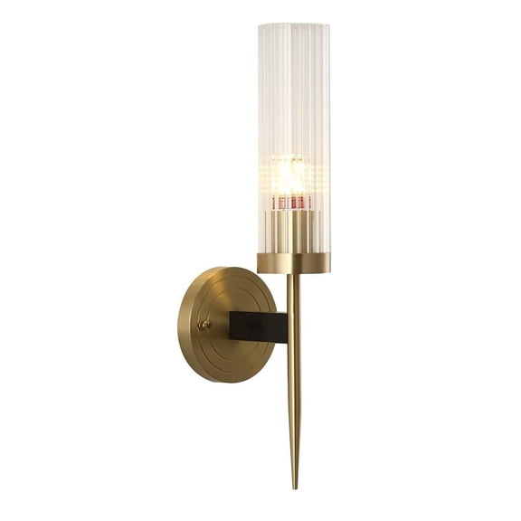 KCO Lighting Mid-Century Modern Gold Wall Light Cylinder Glass Wall Sconce Vintage Bathroom Globe Wall Mount Light