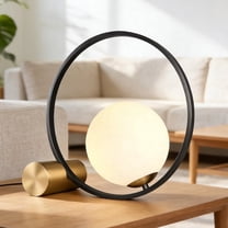 KCO Lighting Mid Century Modern Nightstand Lamp Black Metal Desk Light Large Glass Globe Table Lamp