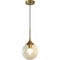 KCO Lighting Modern Gold Globe Pendant Light Kitchen Island Mid Century Amber Glass Hanging Lamp