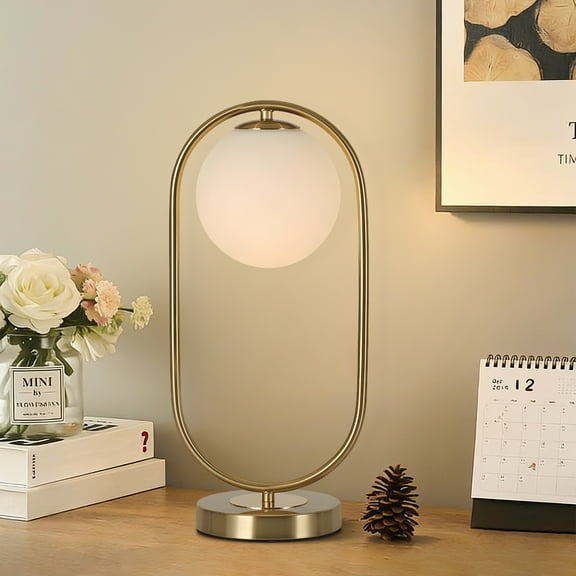 KCO Lighting Milk Glass Desk Light Modern Gold Table Lamp for Living Room Bedroom