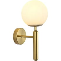 KCO Lighting Milk Glass Wall Sconce Modern Gold Wall Light Vintage Bathroom Light Fixtures for Bedroom Hallway