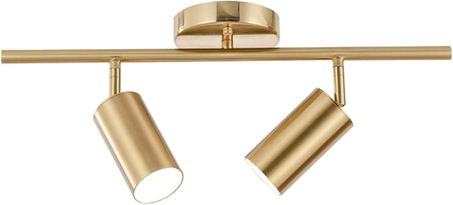 KCO Lighting Modern 2-Light Gold Track Lighting Fixture Flush Mount Brushed Brass Track Lights Kit