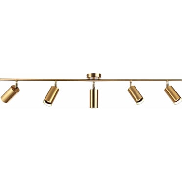 KCO Lighting Modern 5-Lights LED Track Lighting Kit Brushed Brass Kitchen Ceiling Spotlights Light Fixture