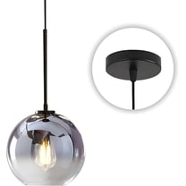 KCO Lighting Modern Black Globe Pendant Light, Mercury Glass Ceiling Light, Mid Century Silver Kitchen Hanging Light Over Island