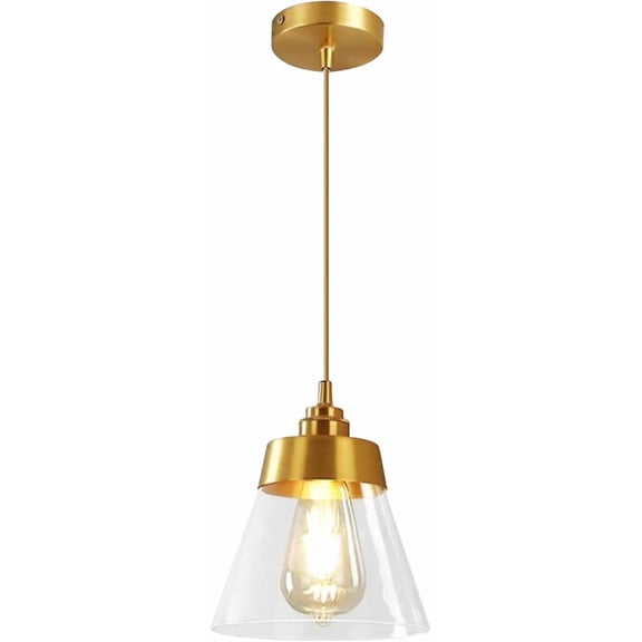 KCO Lighting Clear Glass Pendant Light Kitchen Island Modern Gold Pendant Lighting Adjustable Height