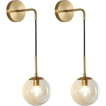 KCO Lighting Modern Gold Globe Wall Sconce Mid Century Brass Round Glass Wall Mounted Light