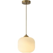 KCO Lighting Modern Gold White Glass Pendant Light Contemporary Large Globe Hanging Lamp