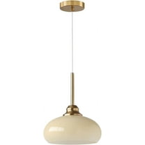 KCO Lighting Modern Large Globe Pendant Light Brass Dome Pendant Light Yellow Glass Pendant Light Adjustable Hanging Ceiling Light for Dining Room
