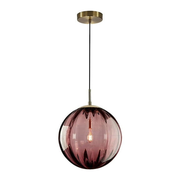 KCO Lighting Modern Large Globe Pendant Light Industrial Dining Room Light Fixture (Burgundy-9.8'')