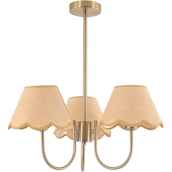 KCO Lighting Modern Rattan Chandelier 3 Light Bohemian Chandelier Rustic Kitchen Light Fixture
