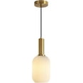 thumbnail image 1 of KCO Lighting Modern Milk White Ribbed Pendant Light Small 1-Light Frosted Globe Glass Kitchen Lighting Fixtures Single Brushed Gold Hanging Lighting, 1 of 7