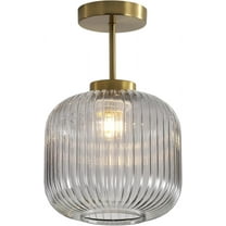 KCO Lighting Smoked Glass Ceiling Light Small Globe Semi Flush Mount Ceiling Light Modern Gold Flush Mount Ceiling Lamp