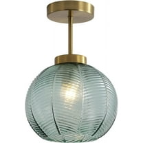 KCO Lighting Vintage Green Glass Flush Mount Ceiling Light Modern Brass Gold Semi Flush Mount Ceiling Lamp