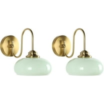 KCO Lighting Vintage Green Wall Sconces Set of 2 Gold Globe Wall Light Mid Century Modern Bathroom Vanity Light