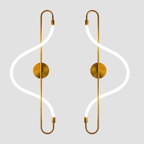 KCO Lighting Modern Gold LED Wall Sconces Set of 2 Mid Century Brushed Brass Bathroom Wall Lamp