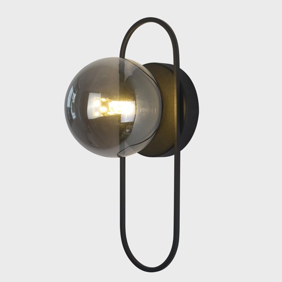 KCO Smoked Glass Wall Sconces Black Bathroom Light Vintage Wall Light Mid Century Modern Hallway Sconce