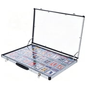 KCRasan Aluminum Lockable Display Case with Handle, for Trading Cards and Jewelry, Silver