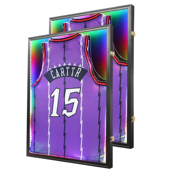 KCRasan LED Jersey Frame Display Case , Black,2PC(33*26 IN)