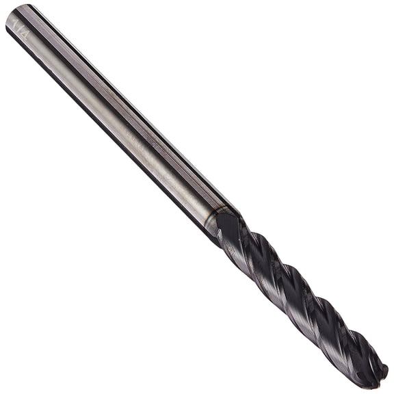 KCT138532 Made Solid Carbide End Mill, Coated, 4 Flute, 1/4" Shank, 1-1/2" Length of Cut, 4" Overall Length, 1/4" Diameter
