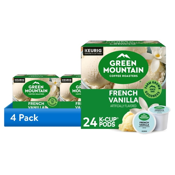 (4 pack) Green Mountain Coffee Roasters, French Vanilla Light Roast K-Cup Coffee Pods, 24 Count