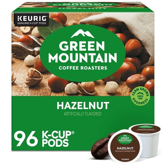(4 pack) Green Mountain Coffee Hazelnut Flavored K-Cup Pods, Light Roast, 24 Count for Keurig Brewers