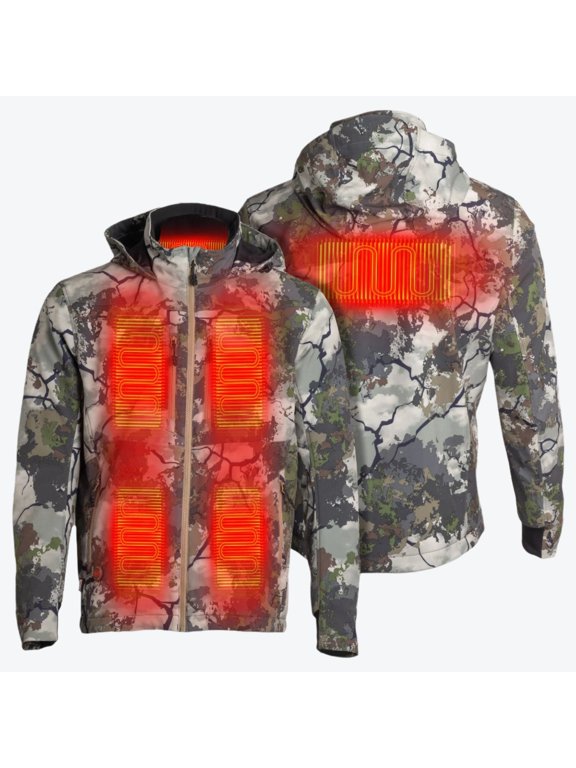 KCX Terrain Heated Hunting Jacket for Men, Quiet 4-Way Stretch DWR Shell, Kings Camo KC Ultra, Polygiene Odor Control