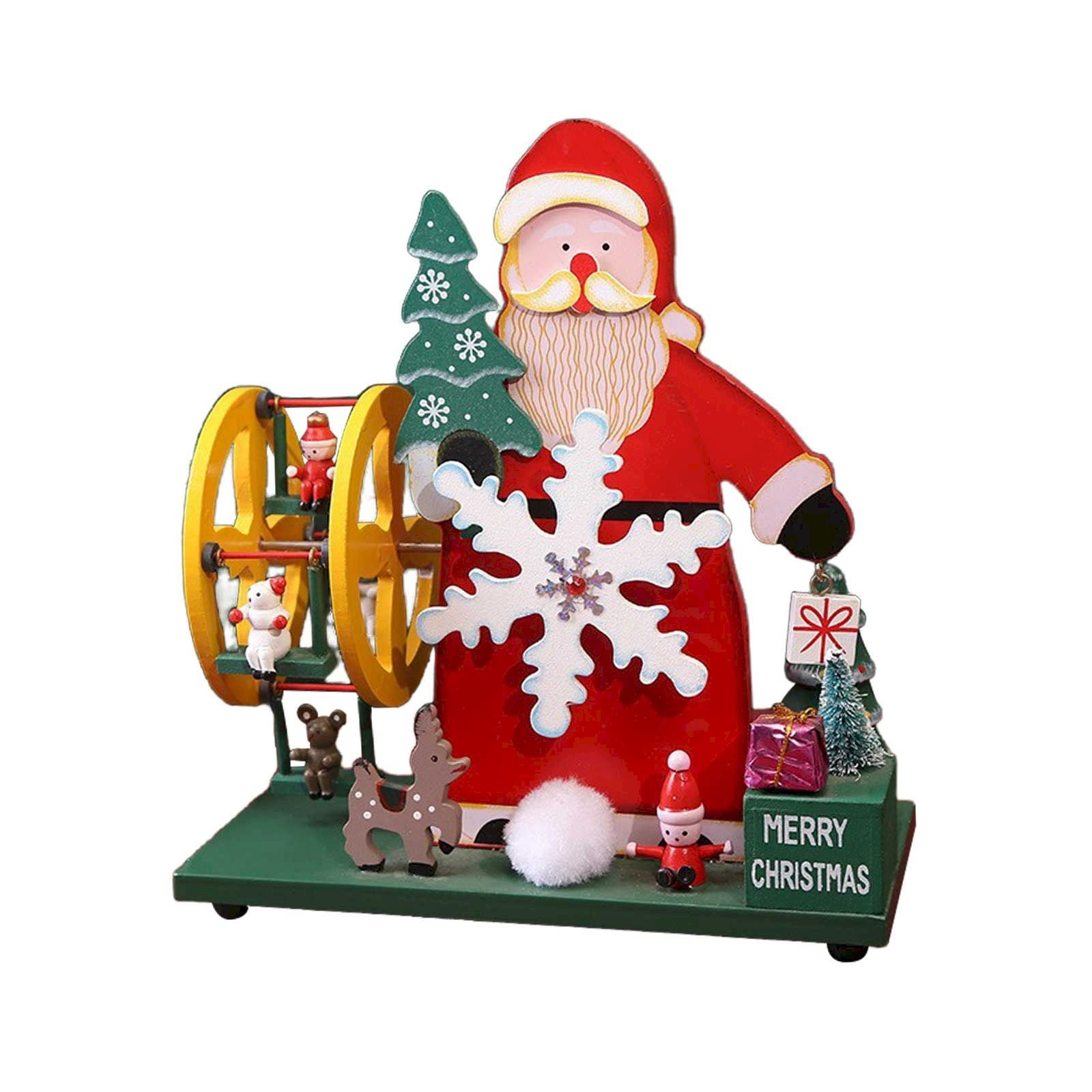 KCZQLHM Christmas Indoor Decorations Music Box Small Wooden Christmas