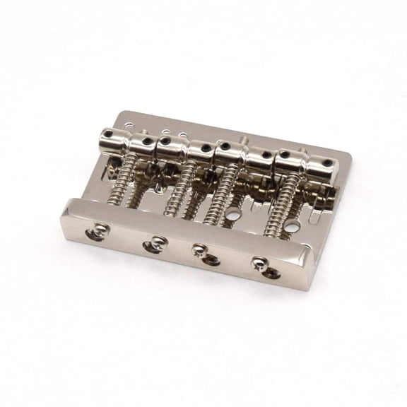KD By AxLabs Vintage-Style Bass Bridge - 5-Screw, 4-String, String-Through-Top Or Bottom - Nickel