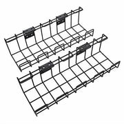 KD Essentials - Metal Cable Basket, Twin Pack - Cable Bracket and Tray Under Desk or Wall mounting, with Screw Thread, Tidies up Cables/Chargers/Power adapters/Extension Lead sockets, Black