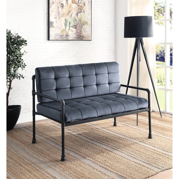 KD Gray Velvet Loveseat / Versatile Living Room Seating Option