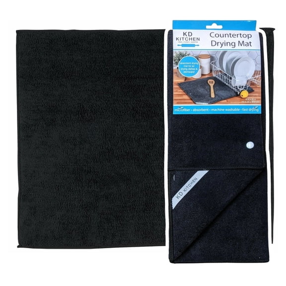 Onyx Black Microfiber Kitchen Dish Drying Mat