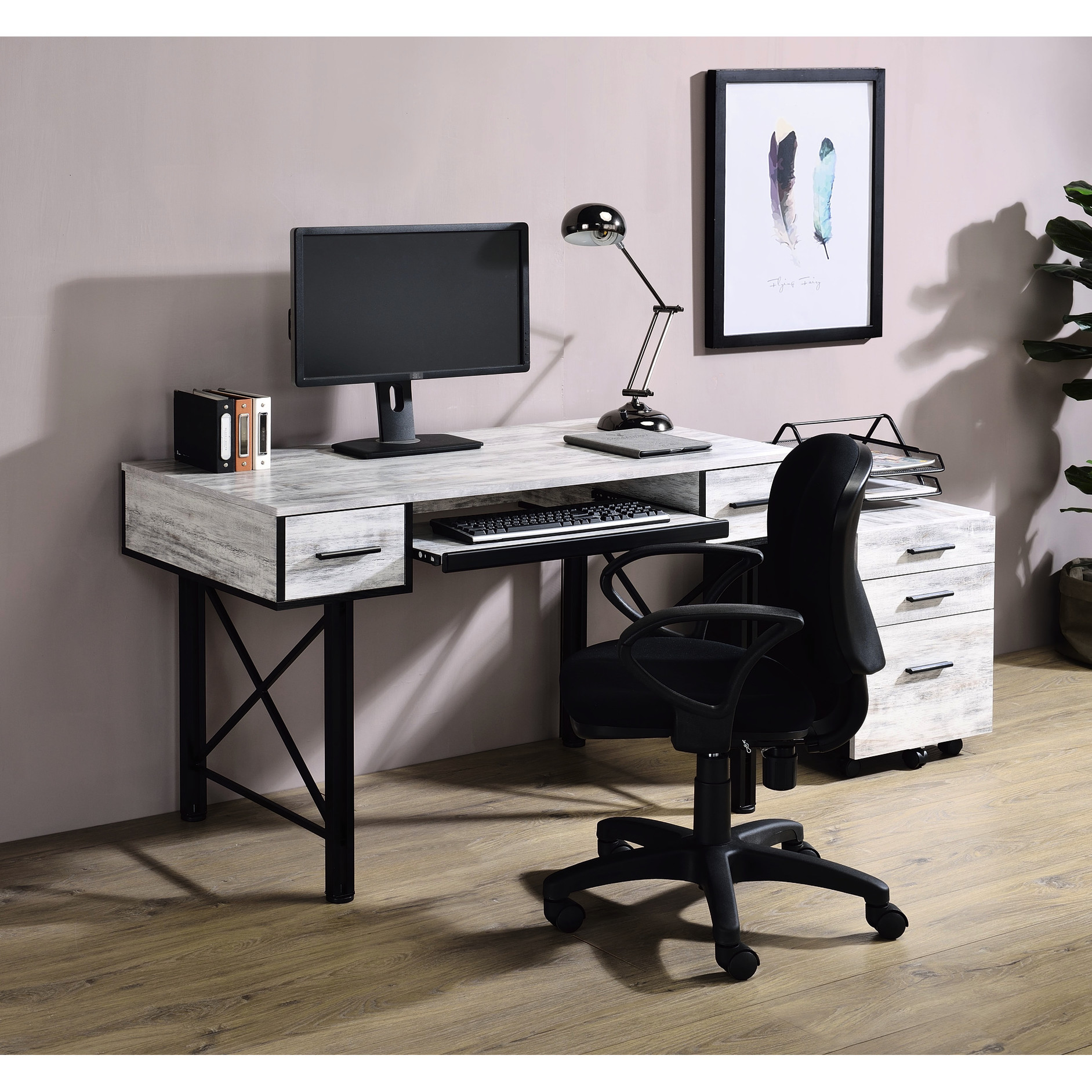 KD Rectangular Computer Desk | Featuring Keyboard Tray for Comfortable ...