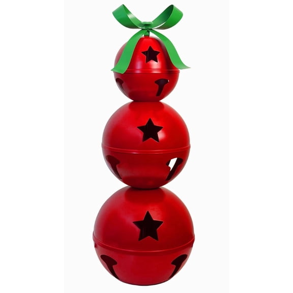 Stacked Metal Jingle Bells Christmas Decoration, Red and Green, 36", by Holiday Time