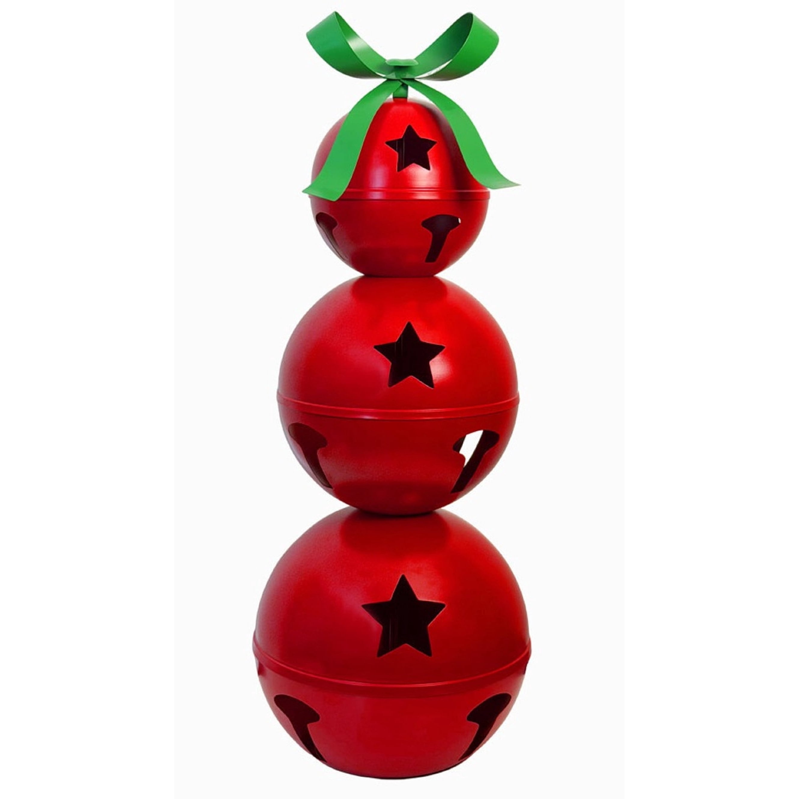 Stacked Metal Jingle Bells Christmas Decoration, Red and Green, 36", by Holiday Time