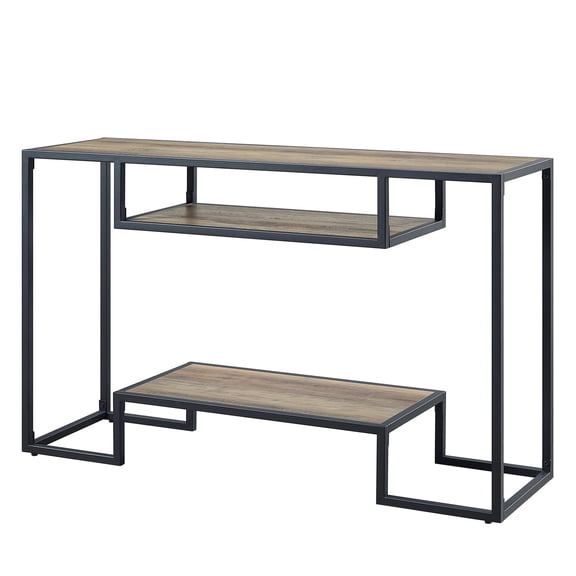 KD Sofa Table with Metal Composite Wood and 2 Storage Shelves for Stylish Storage