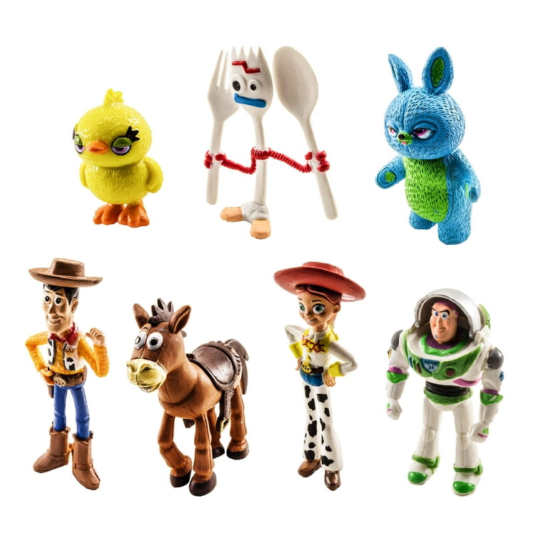 KD Toys Toy Story Toys Set of 7 Woody Buzz and Jessie Figures Premium Animated Collection Fun Party Supplies Birthday Cake Set. Size 1.2