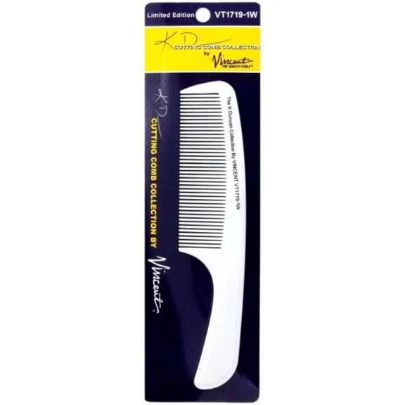 KD Vincent White Ceramic Flat Top Comb Jr - 8.25"