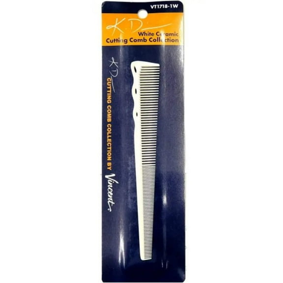 KD Vincent White Ceramic Narrow Tapering Comb - 7"