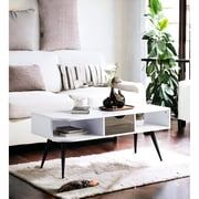 KD coffee table in black and white with metal legs powder coating for home use