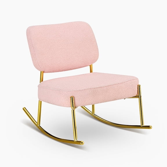 KD The living room velvet breathable pink rocking chair provides comfortable support for the waist  while the stylish metal chair legs are sturdy and suitable for bedrooms