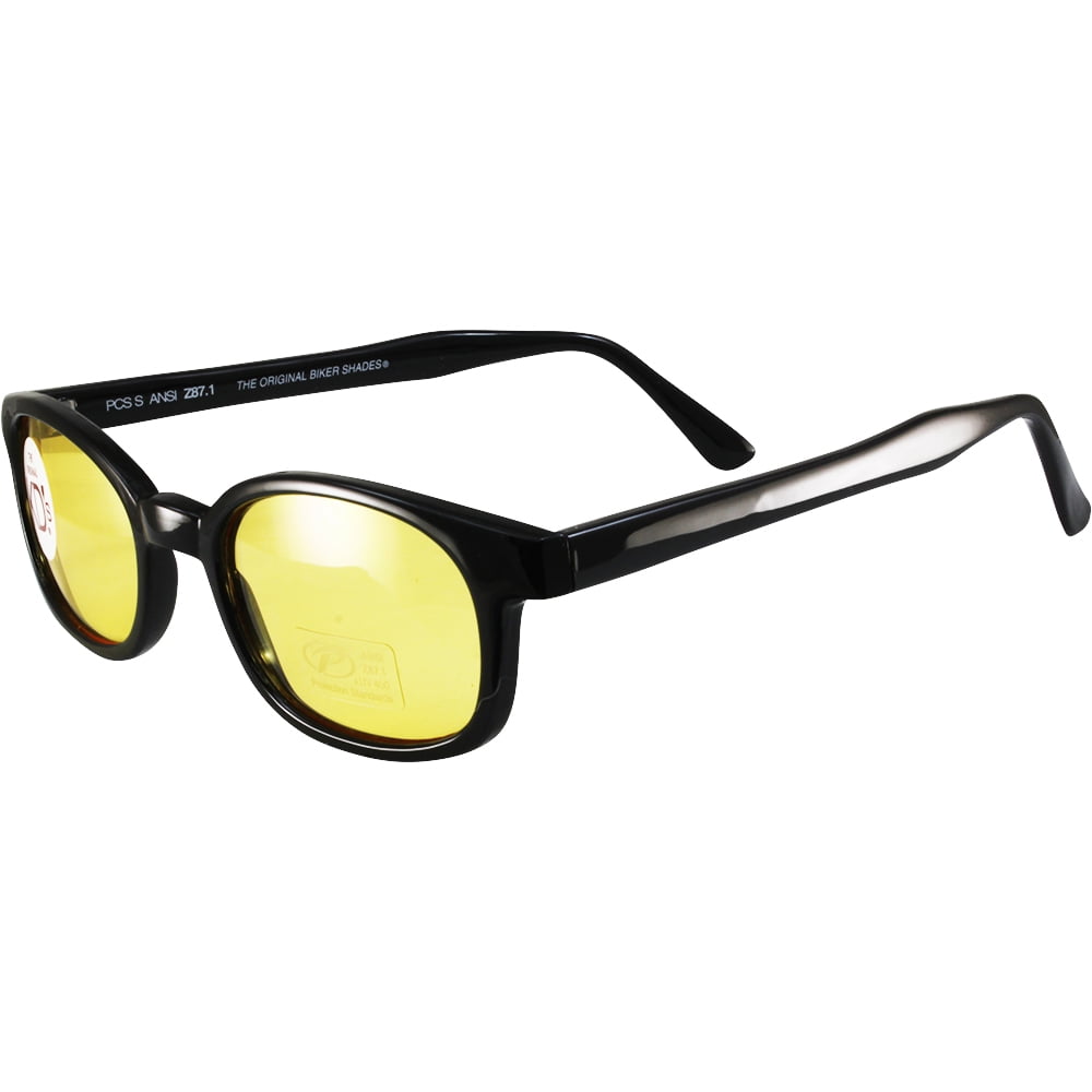 Pacific Coast Original KD's Biker Sunglasses (Black Frame/Yellow Lens