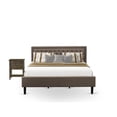 thumbnail image 1 of KD18K-1VL07 2 Pc Wooden Bedroom Set - 1 Bed Frame Brown Linen Fabric Padded and Button Tufted Headboard - 1 Small Night Stand with Wood Drawers - Black Finish Legs, 1 of 8