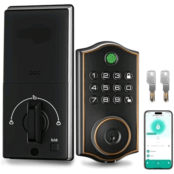 KD30B Deadbolt Lock with Keypad Fingerprint Keyless Entry Door Locks for Front Doors with APP Control Auto Lock for Home Rental House Apartment$$Tools & Hardware Other