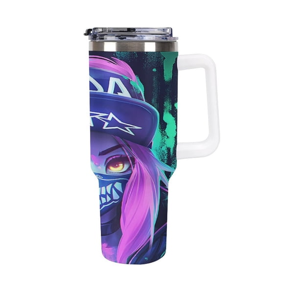 KDA Akali 40oz Large Capacity Car Cup Tumbler with Handle And Straw Lid, Insulated Stainless Steel Double Wall Vacuum Travel Mug, Leak-proof Large Capacity Car Cup,Cupholder Friendly