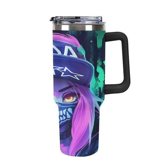 KDA Akali 40oz Large Capacity Car Cup Tumbler with Handle And Straw Lid, Insulated Stainless Steel Double Wall Vacuum Travel Mug, Leak-proof Large Capacity Car Cup,Cupholder Friendly