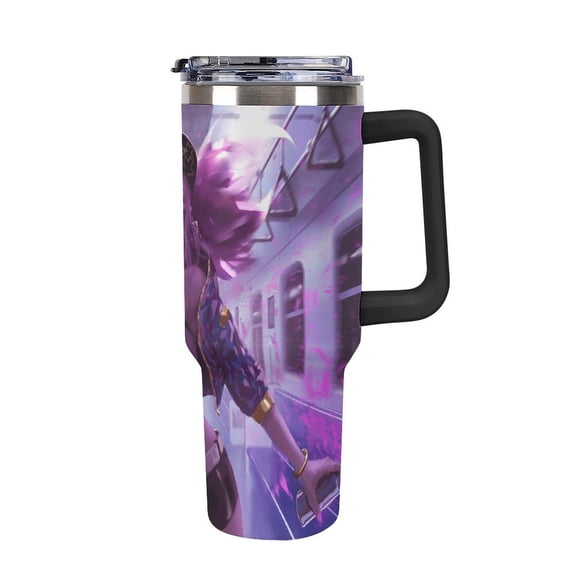 KDA Akali 40oz Large Capacity Car Cup Tumbler with Handle And Straw Lid, Insulated Stainless Steel Double Wall Vacuum Travel Mug, Leak-proof Large Capacity Car Cup,Cupholder Friendly